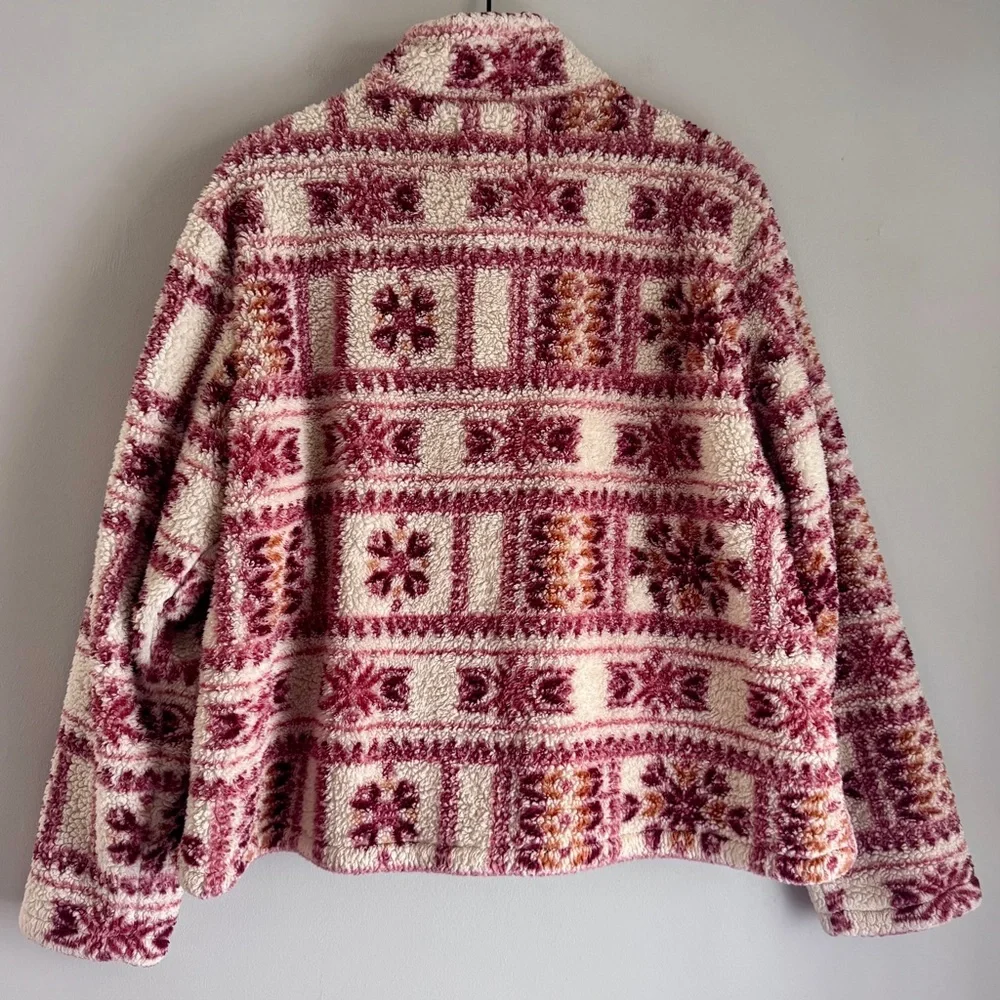 Lucky Brand Aztec Print Sherpa Full Zip Jacket Size XL